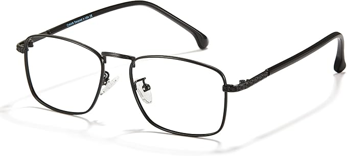 Cyxus Blue Light Glasses for Men Crystal Lens Square Sreen Computer Glasses Tr90 Black Rim UV Blocking Gaming Work Eyeglasses Frame