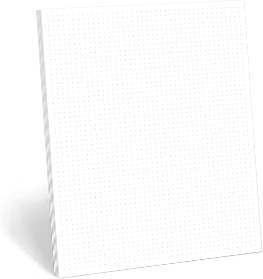 321Done Dot Grid Notepad – Dotted Graph Paper, Letter Size Large (8.5x11) – Made in USA – 50 Sheets Dotted for Bullet Planning Journaling Thick Paper 1/5” (0.20") Dots Notes Writing White