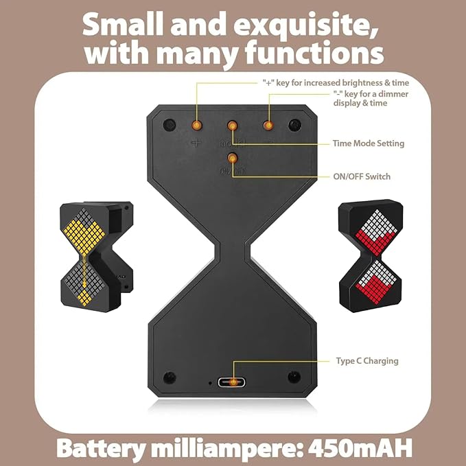 Digital Hourglass 1-30 Minute Freely Adjustable Gravity Timer Dynamic Flow Cube Led Night Light Hourglass Timer for Classroom Home Office Cooking (White, White Light Source)