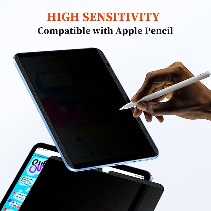 Upgraded 360° Magnetic Privacy Screen Protector for iPad 10th generation (2022) / 11th generation (2025) (Landscape+Portrait Privacy), Removable 4-Way Anti Spy Screen Film, Anti Glare Blue Light Filter, High Sensitive Bubble Free Screen