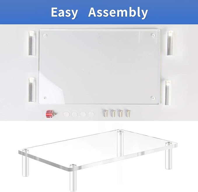 Yestbuy Acrylic Monitor Stand Riser, Clear Computer Monitor Riser, Desktop Organizer Stand for Office Accessories, Printer, Notebook, and All Flat Screen Display, Ergonomic Monitor Riser Stand