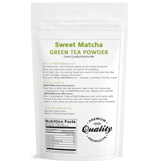 Sweet Matcha from Japan - Green Tea Latte and Frappe Mix 12oz - Made with Japanese Matcha Powder - Perfect for Making Hot, or Cold Drinks