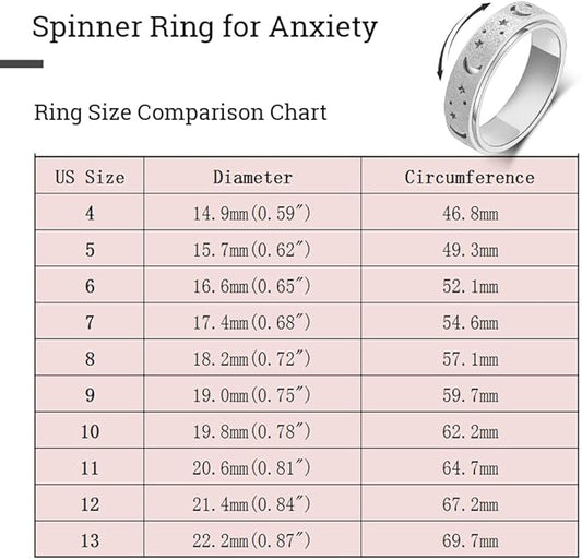 OreilleStar Anxiety Ring for Women Spinner Ring: Fidget Ring Spinner Rings for Anxiety Fidget Rings for Women Anxiety Fidget Toys Ring Adults Silver Size 7