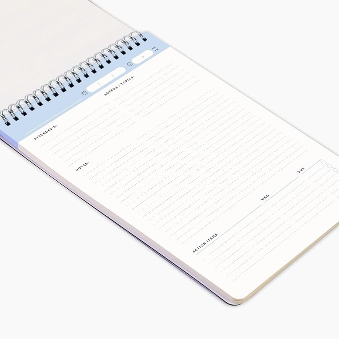 BestSelf Meeting Mastery Pad - 9.50ā X 6.70ā - Compact Design Professional Notebook, Journal Notebooks, Perforated Notebook Journal, 50 Double-Sided 120gsm Sheets | Blue Writing Pads