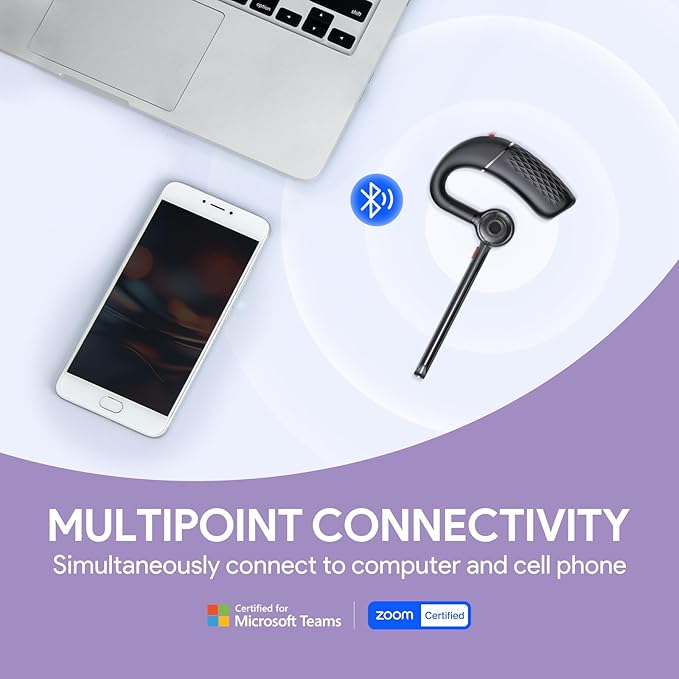 Yealink Bluetooth Headset BH71 Pro,Teams Zoom Certified,Single Ear Wireless Headset with Charging Case,Bluetooth Earpiece with Noise Canceling Mic,Type-C/A USB Dongle,Connect Mobile/Mac/PC,