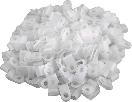 XINGYHENG 200pcs White Nylon R-Type Cable Clamps Fastener for 1/8 Inch (3.2mm) Dia Wire Tube (Plastic Wire Cord Clip Fixer)
