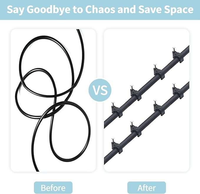 Cable Clips, 400 Pcs, 4mm 6mm 8mm 10mm, Wire Wall Clips with Steel Nails, Cable Management Organizer Clips, Cable Tacks Coax Holder Clips, RG6 RG59 CAT6 RJ45 Cable Cord Clips, Black