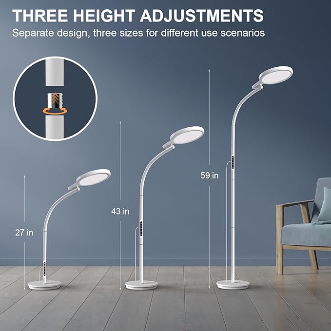 Light Therapy Lamp 10000 Lux, LED UV-Free Sunlight Lamp, Full Spectrum Floor Happy Therapy Lamp with Remote for Home/Office/Reading/Relaxation