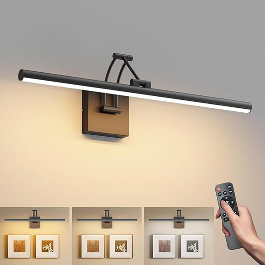 Tipace Hard-Wired LED Picture Light Fixtures,23.6IN 3CCT Dimmable Metal Artwork Display Lamp with Remote Control,Black Modern Picture Frame Lights for Paintings