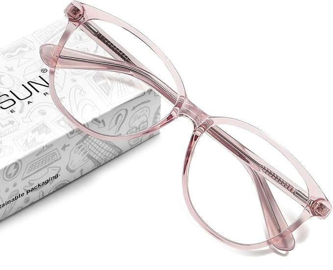 MEETSUN Blue Light Blocking Glasses for Women Cat Eye Blue Light Glasses TR Frame Anti Eyestrain UV Glare Computer Gaming Eyeglasses(Light Pink Frame)