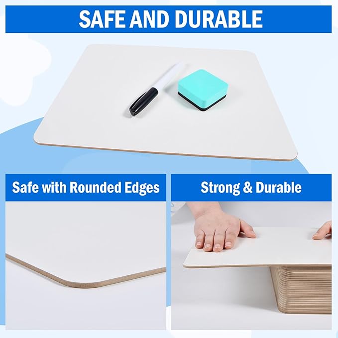 26 Pack Small Dry Erase Boards Classroom Pack 12 x 9 Inch Double Sided Mini White Boards Dry Erase LapBoards for Teacher Supplies with 26 Erasers and 26 Markers