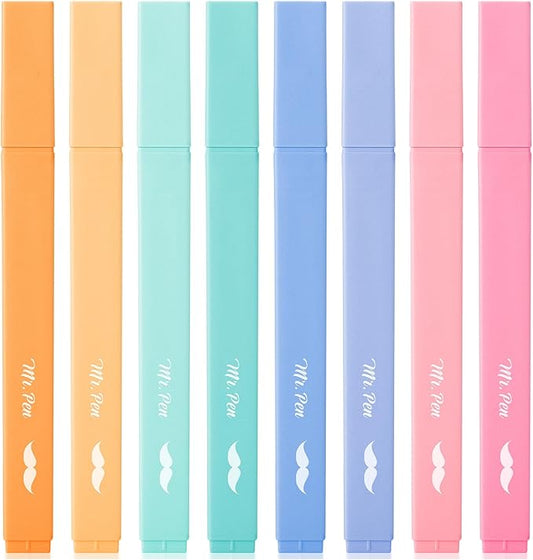 Mr. Pen- Aesthetic Highlighters, 8 pcs, Chisel Tip, Assorted Colors, Cute Highlighters Assorted Colors