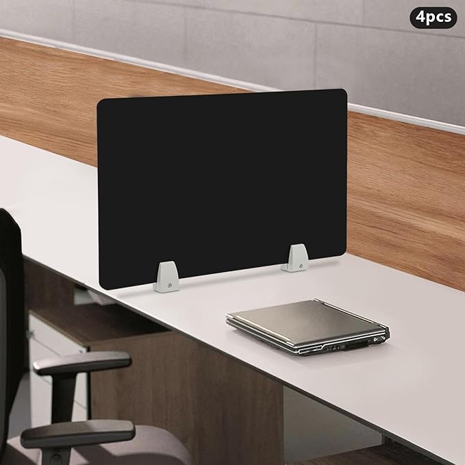 4PCS Desk Dividers Office Partitions, Privacy Desk Panel Protective, Acrylic Plexiglass Shield with Clamps for Offices Schools Call Centers - 23.6”L X15.8”W