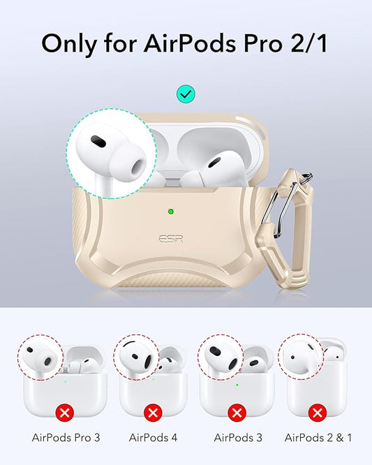 ESR for AirPods Pro 2nd Generation Case, Compatible with Airpods Pro Case 2nd/1st Gen (2023/2022/2019), Compatible with MagSafe, Powerful Drop Protection, Magnetic Lid, Desert Titanium