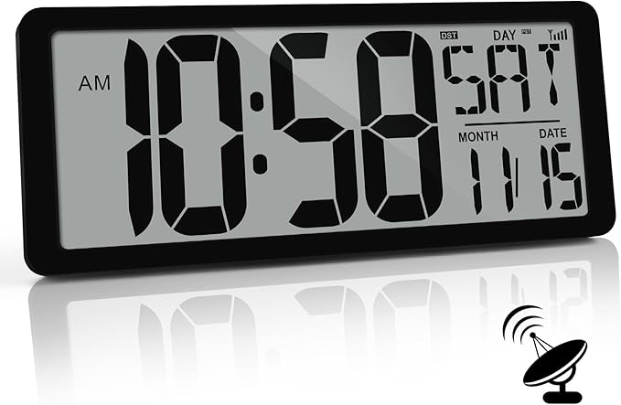 (4.6" Numbers 15 Inch Large Digital Wall Clock Battery Operated-Never Needs Setting!-Easy to Read Numbers-Easy Set-Up Auto DST
