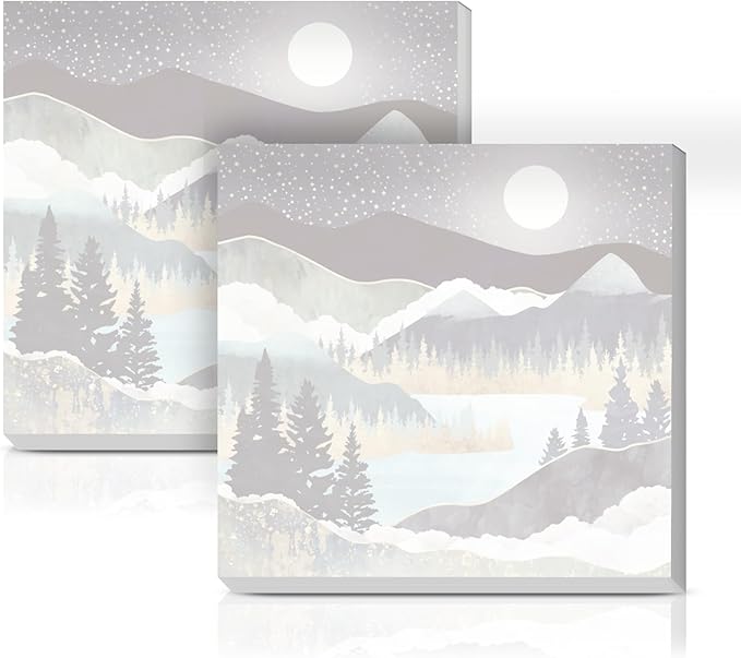 Sticky Notes 3x3 Inches, 2 Pads Cute Colorful Self-Stick Note Pads, Easy to Post for Home, Office and Daily Life Organization Night Moon Mountain