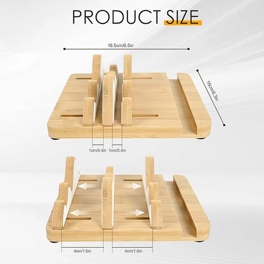 Wooden Vertical Laptop Stand, Double Stand Adjustable Laptop Holder Mountain Shape 3 Slots Desktop Dock Compatible with All MacBook/Surface/Samsung/HP/Dell and Other Laptops
