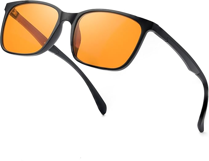 ANRRI Blue Light Glasses for Computer & Gaming - Amber Lenses Reduce Eye Strain Max Protection Sleep Glasses Mens and Women