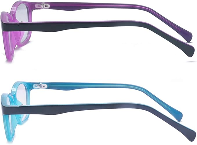 Outray Kids Anti Blue Light Glasses Classic Rectangle Eyewear Anti Harmful Blue Light/UV400 | Anti Glare (Blue+Purple, 47)
