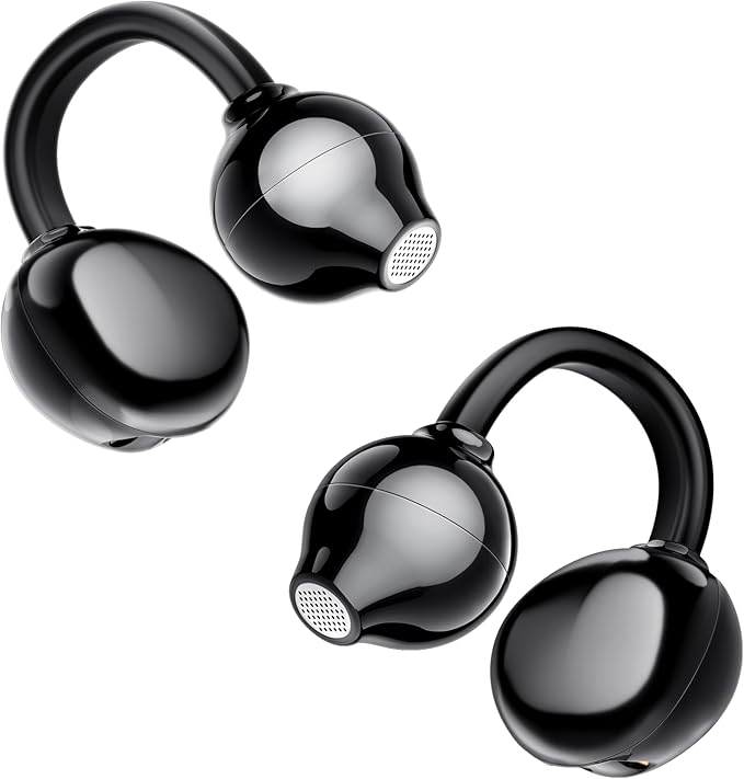 AI Clip on Earbuds Wireless Bluetooth 5.4 Earphones, Open Ear Headphones with Mic, 40H Play, Waterproof Design, 4g Ultra-Lightweight Sports Ear Clip Earbuds, Comfortable for Glasses Wearers Workouts