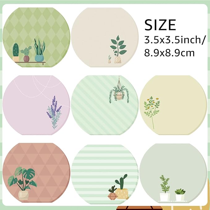 8 Pcs Plant Theme Cute Fishbowl Note Pad Color Sticky Funny Note Pad List Stylish Practical Cute Notepads for Office Home Supplies, 50 Sheets Per Piece(Plant)