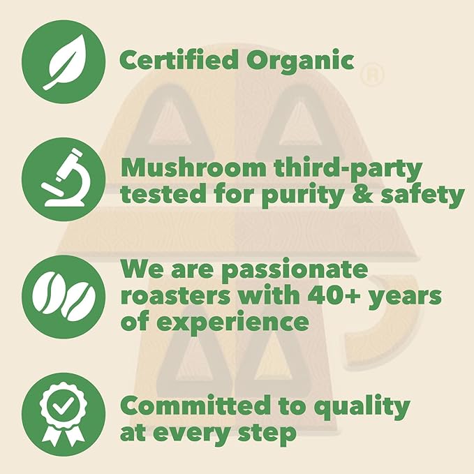 Harmonic Grounds Organic Mushroom Coffee Pods - Medium Roast Coffee with Lion's Mane, Reishi, Chaga, Cordyceps & Turkey Tail - Compatible with Keurig K-Cup Brewers - 34 Count