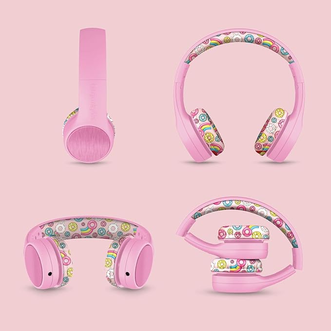 LilGadgets Connect+ Style On-Ear Kids Headphones with Microphone - SharePort Technology, SoftTouch Padding, Detachable Cable, Noise Reduction, Durable & Adjustable - Doughnuts - Wired Headphones