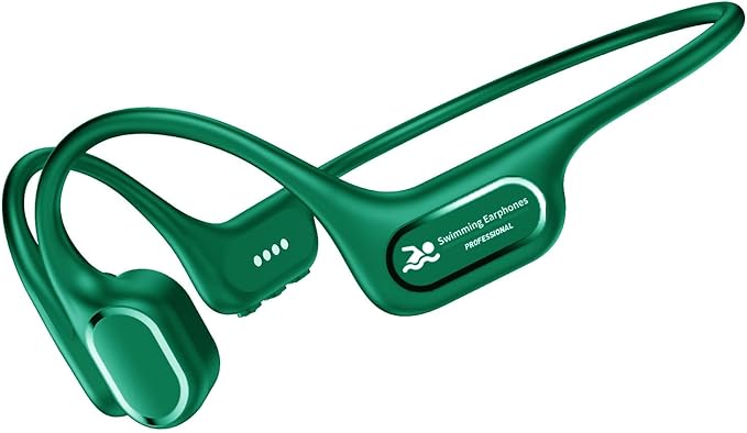 Bone Conduction Swimming Headphones, IP68 Waterproof Earbuds with MP3 Player, Bluetooth 5.4 Open Ear Sport Earphones, Underwater Headphones for Swimming, Running, Cycling (Green)