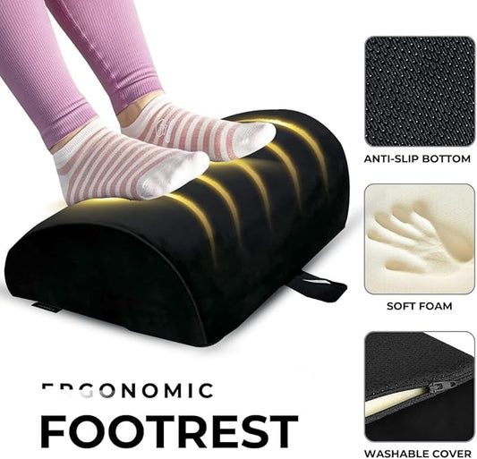 Friends of meditation Foot Rest for Office Chair | Foot Stool for Sofa | Ergonomic Foot Rest Under Table/Desk | Leg Resting Stool | Removable Cover | Black