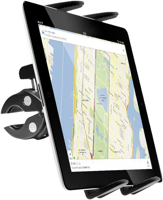 ARKON Mounts Clamp Tablet Mount | Secure Grip | 360-Degree Rotation | Easily attach to Handlebars, Posts, Stationary Bicycles, Treadmills, Desks | Tablet Holder for iPad, Galaxy, Note, and More