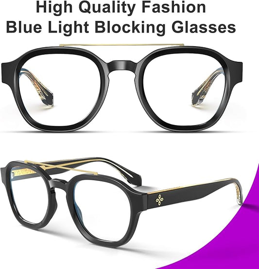 VISOONE Retro Round Anti Eyestrain Metal Medium Eyewear Blue Light Blocking Glasses for Computer Gaming Women Man SANFORD