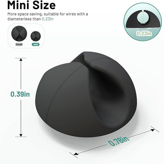 18 Pack Mini Cable Clips, Znben Cord Organizer Holder Adhesive Cord Management Charger Wire Holder Clips for Desk, Home, Office, Car, Cubicle, Nightstand Black