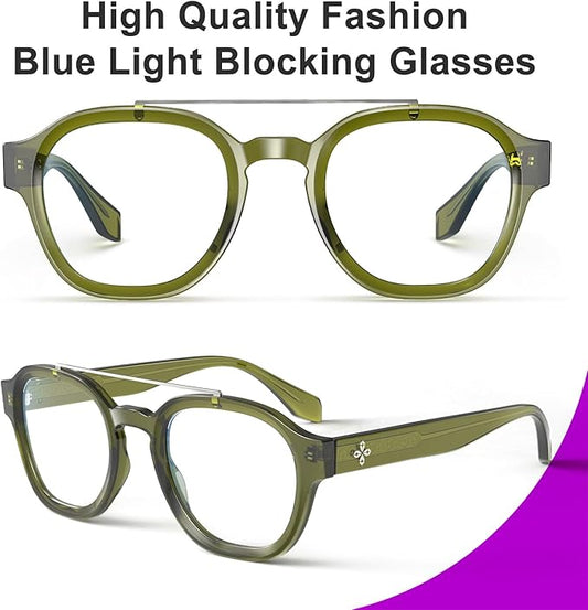 VISOONE Retro Round Anti Eyestrain Metal Medium Eyewear Blue Light Blocking Glasses for Computer Gaming Women Man SANFORD