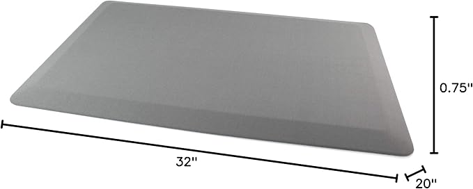 Ultralux Anti-Fatigue Standing Comfort Mat, Thick Non-Slip Cushioned Kitchen Floor Mat 3/4” Thick 20" x 32" Premium Durable Ergonomic Multi-Use Standing Support Pad, Home, Office, Kitchen Rug, Gray