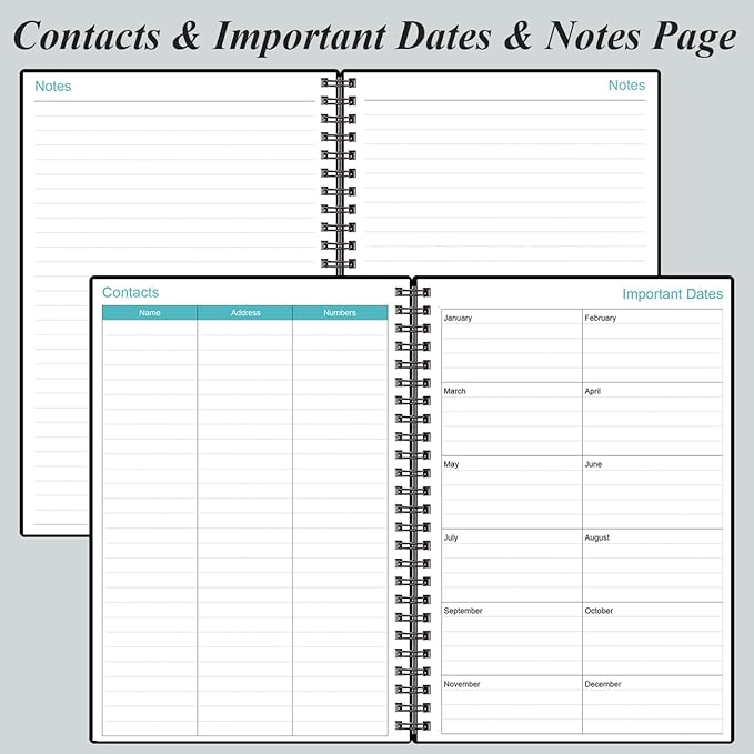 2025-2026 Planner - 18 Months Weekly & Monthly Planner from July 2025 - December 2026, Spiral Planner 2025-2026 with Elastic Closure, Inner Pocket, Medium 5.8" x 8.3", Black