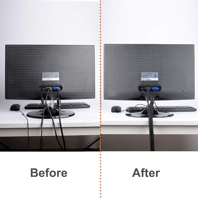 ZhiYo 20ft - 1 inch Cable Sleeve, Cord Wrap Wire Protector Tubing for Pets, PC Cable Wrap, Computer Cable Management Sleeve - Black