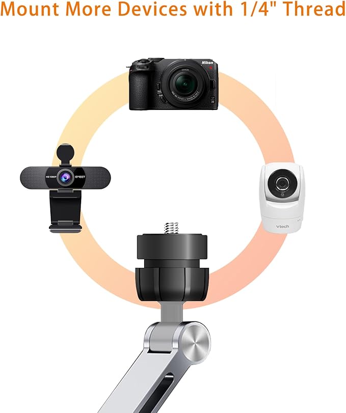 iPad Mount for Desk Aluminum Alloy Tablet Stand Foldable Overhead Arm Holder Mount Fits for 4.7-15.6" Screen Phone,Kindle,Fire HD,Monitor,iPad,Galaxy Tab Series (Silver)