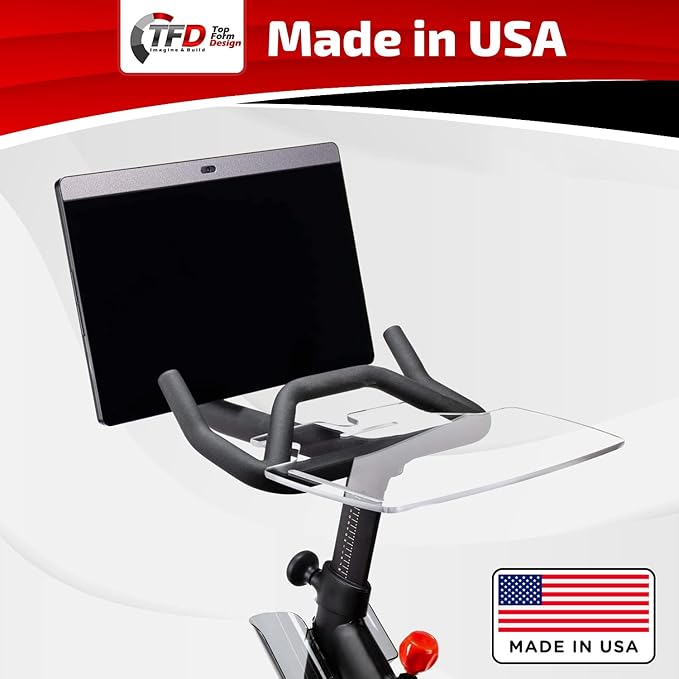 TFD The Tray+ | Compatible with Peloton Bike+ (Plus Model ONLY), Made in The USA, Laptop & Desk Tray Holder | Designed with Premium Grade Acrylic Materials - The Ultimate Peloton Accessories