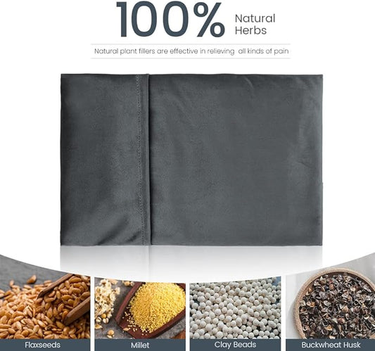 Heating Pad Microwavable with Washable Cover, 8 x 12 Multipurpose Microwave Heating Pad for Neck and Shoulders, Moist Heat Bean Bag Warm Compress for Knee, Muscles, Joints, Wrist, Abdomen (Dark Gray)