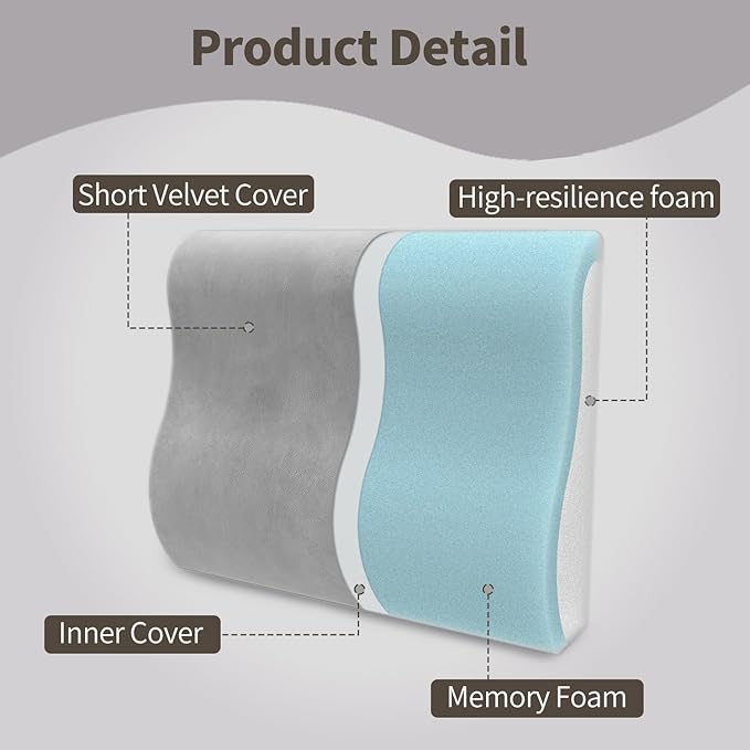 Lumbar Support Pillow for Recliner Chair/Accent Chair/Couch,Comfy Back Support Pillow with Gel Memory Foam,Recliner Cushions for Back Rest,Pain Relief,Reading,Washable Cover