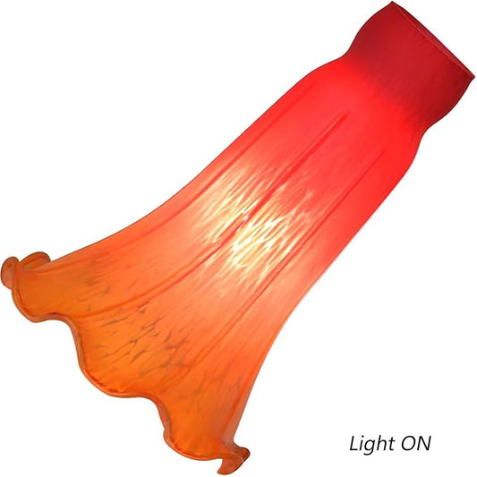 Bieye LS69 Lily Flower Blown Glass Lampshade (Red Yellow, Opening I.D. 1.26" x O.D. 1.5")
