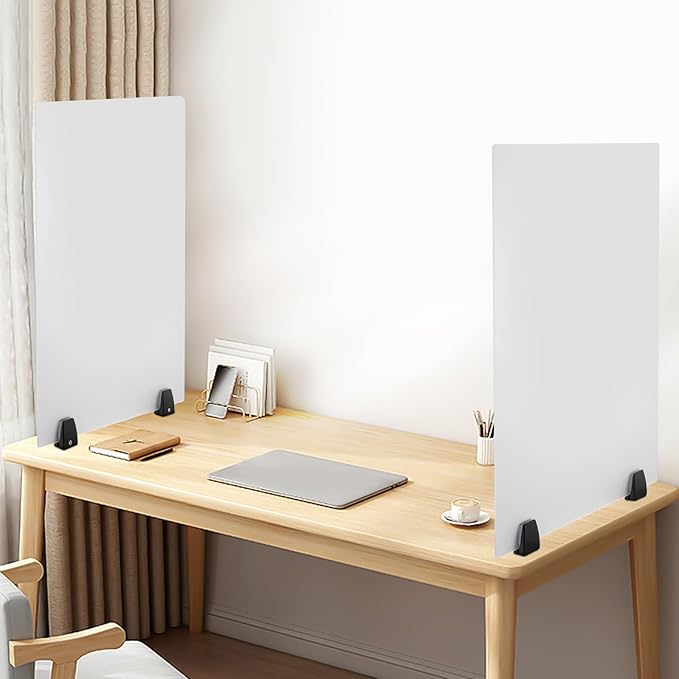 2 Pack Clamp-on Desk Privacy Panels, Frosted Acrylic Desk Dividers for Office School Call Center Reception Area, Noise and Visual Distractions Reducing Table Divider- 30" x 18"