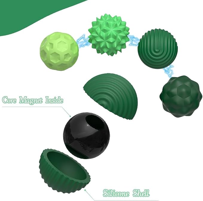 Magnetic Sensory Fidget Balls (8PCS), Weighted Magnet Balls Fidget Toys for Teens Adult ADHD Autism Anxiety, Quiet Stress Relief Office Desk Gadgets, Hand Therapy Sensory Toy Items Gift (Green)