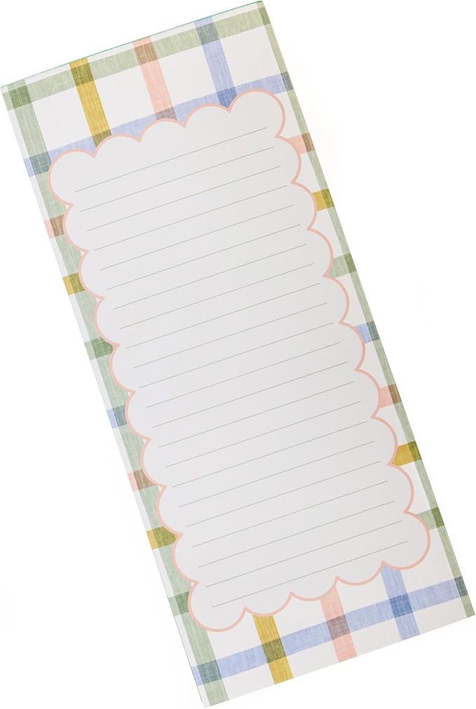 Graphique Plaid Magnetic Notepad, 100 Tear-Away Sheets for Grocery, Shopping & To-Do Lists, Writing Pad for Fridge, Kitchen, Office