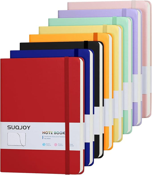 Lined Journal Notebooks for Writing, 100 GSM Thick Paper, 8 Pack Hardcover Notebooks, A5 College Ruled Notebook, Journaling Notebook for School/Travel/Office (8 Assorted Colors)