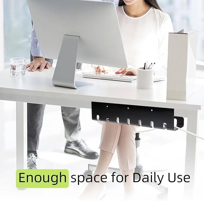 Metal Cable Management Under Desk for Office and Home, Cable Hider, Cord Organizer,Screw Installation Cord Organizer for Desk, with Various Accessories (Black 1 Pack)