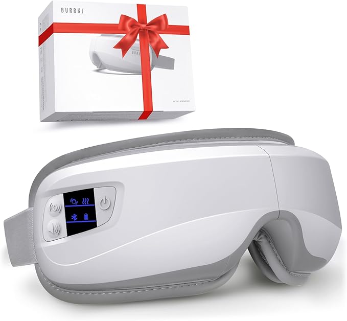 Eye Massager with Heat & Bluetooth Music, Birthday Gifts for Dad Mom Men Women, Heated Eye Mask for Migraines Relief, Reduce Strain, Headache Relief and Improve Sleep, Eye Care Device