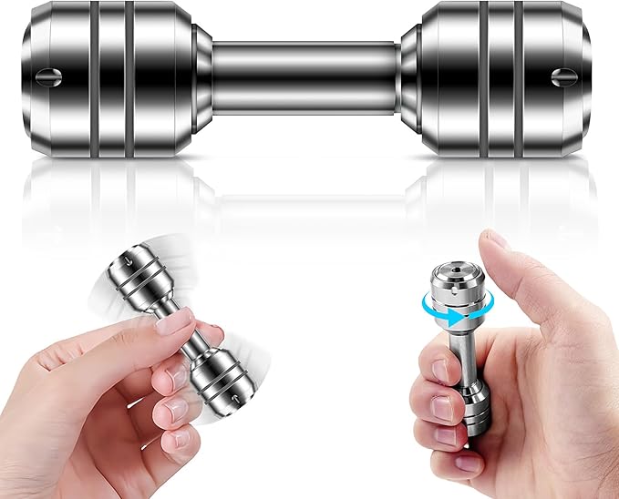 Fidget Toys Fingertip Dumbbell for Adults, 2 in 1 EDC Metal Fidget Spinners, Fidget Spinner for Anxiety Relief Autism Therapy, Stress Relief, Office Gadgets Gift for Adults Teens (Dumbbell)