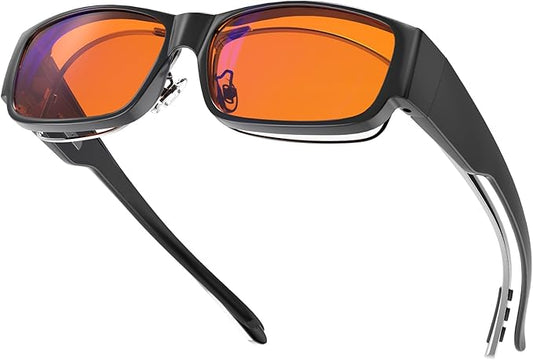 Goiteia Orange Blue Light Blocking Fit Over Glasses-Amber Blue Light Glasses Over Glasses for Better Sleep/Eyes Strain