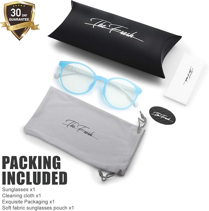 Kids Blue Light Blocking Glasses Silicone Flexible TR-90 Frame, Computer Gaming TV Phone Glasses for Boys Girls Age 3-14 (3-12 yr-Old, B0302 Blue, White)